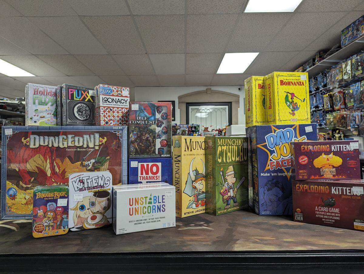A wide variety of board games are on display at Fanboy Collectibles & Comics located in Macon.