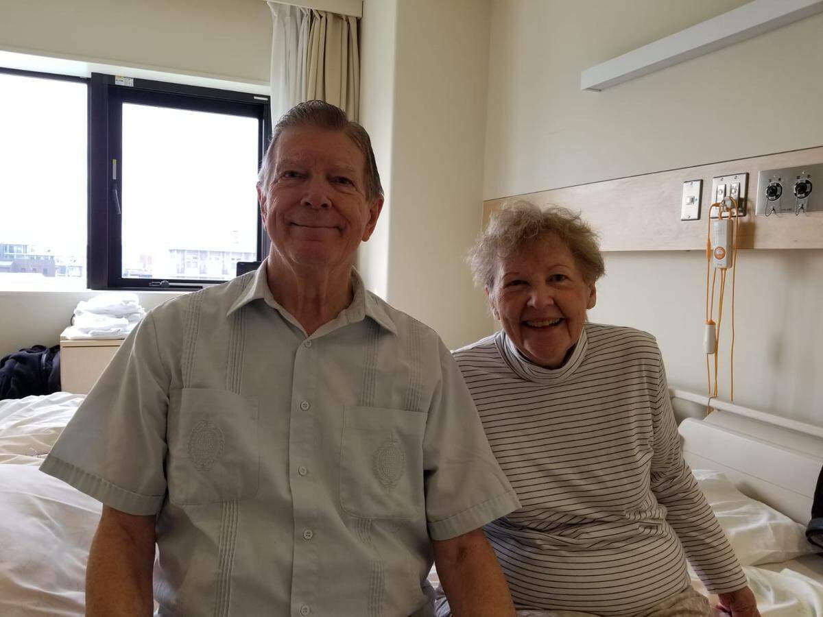 Clyde and Renee Smith, an Atlanta-area couple with ties to Macon, are pictured sitting on a hospital bed in a Tokyo hospital after testing positive for the potentially deadly coronavirus.