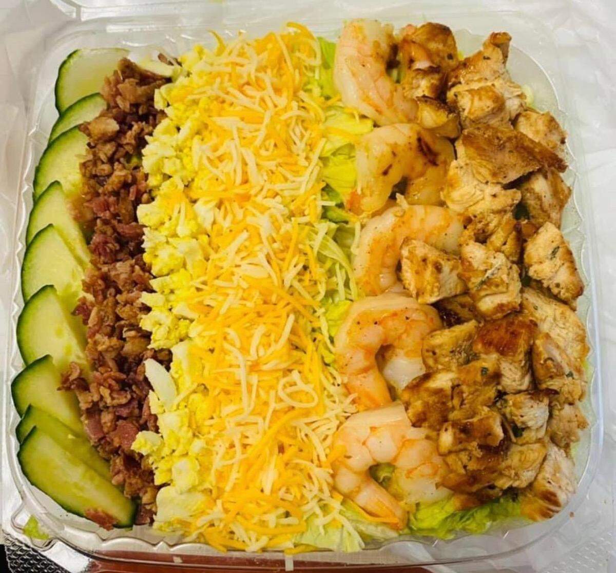 A shrimp and chicken salad served up at Party Ice at 3271 Houston Ave. in Macon.