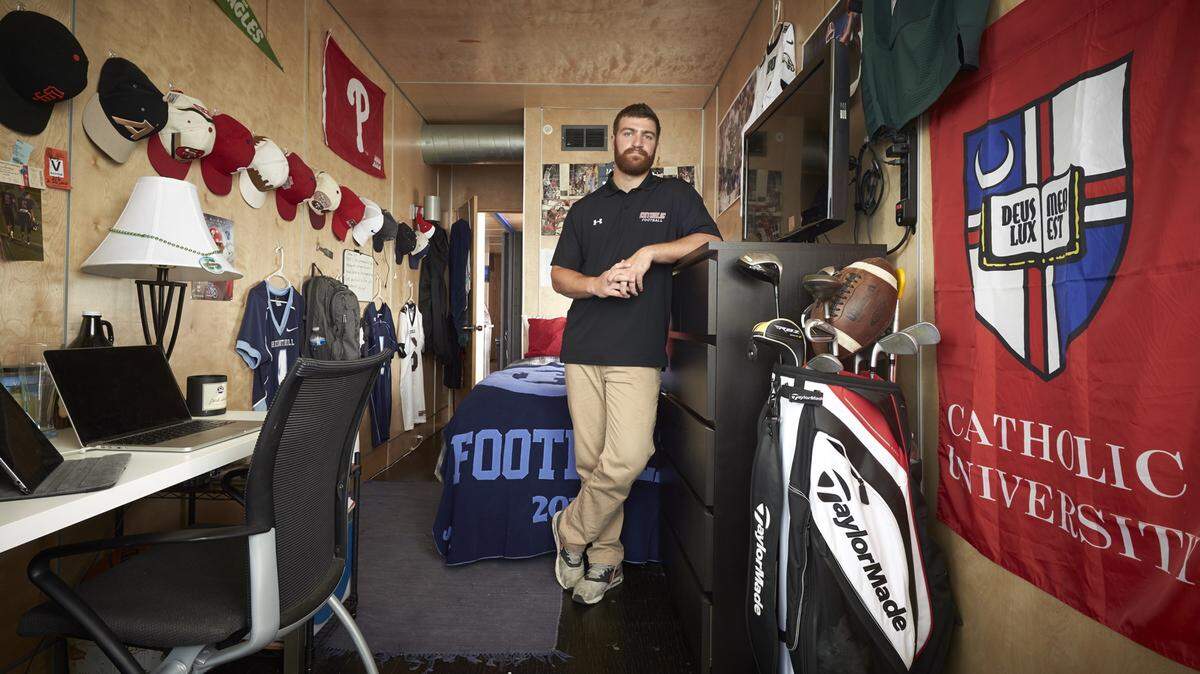 SeaUA resident Jamie Young shares this apartment, which was built from used shipping containers, with seven friends in Washington.