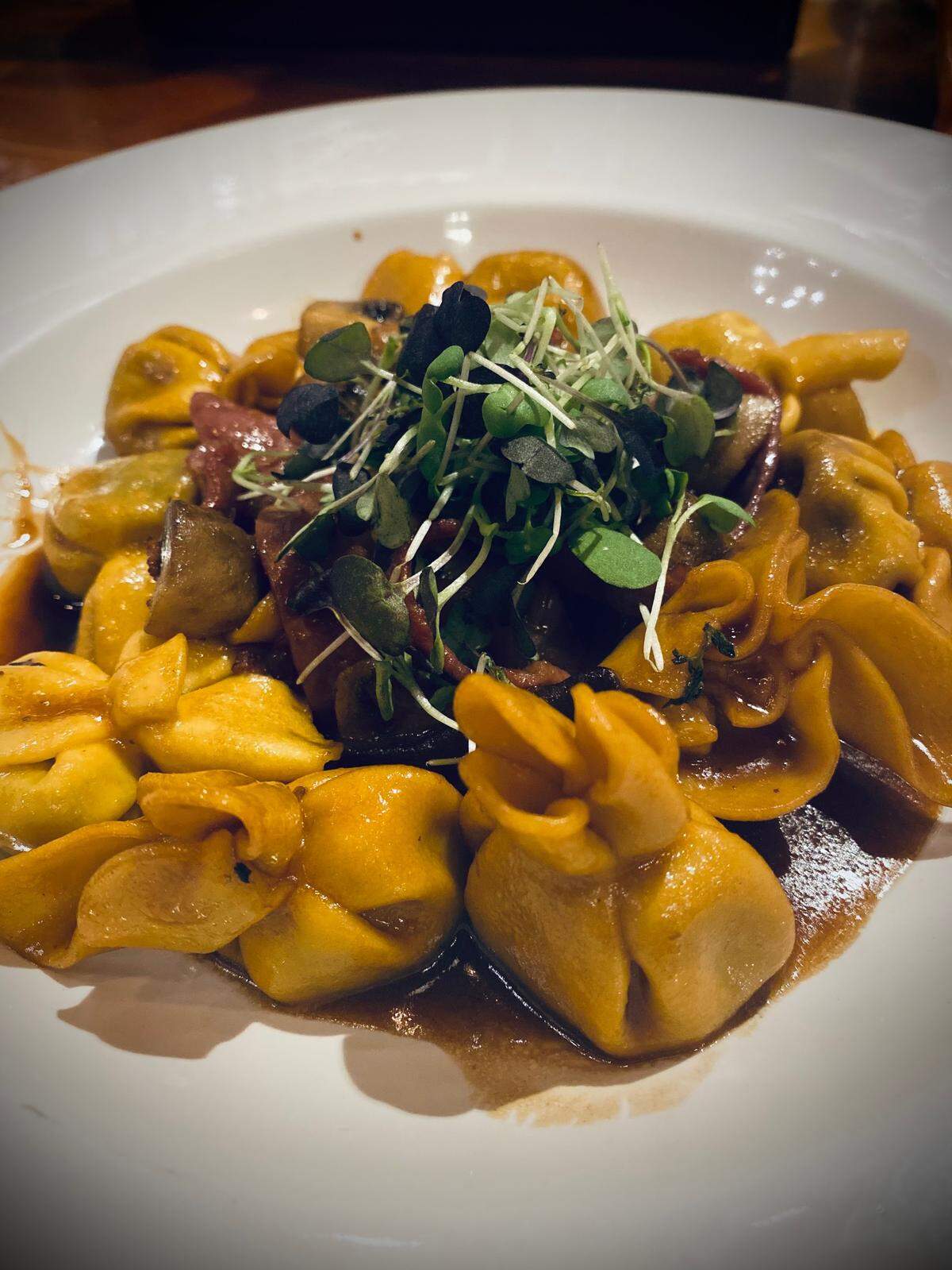 Porcini mushroom sacchetti , Marsala demi glace, seared shiitake, prosciutto, local micro greens served at Fresco Italiano in Tifton. The restaurant’s owners are opening a Fresco Italiano in Warner Robins.