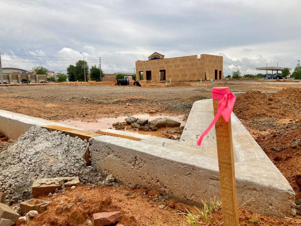 A Huey Magoo’s is going up at 711 Lake Joy Road next to a new Arby’s construction (in background) at 709 Lake Joy Road.