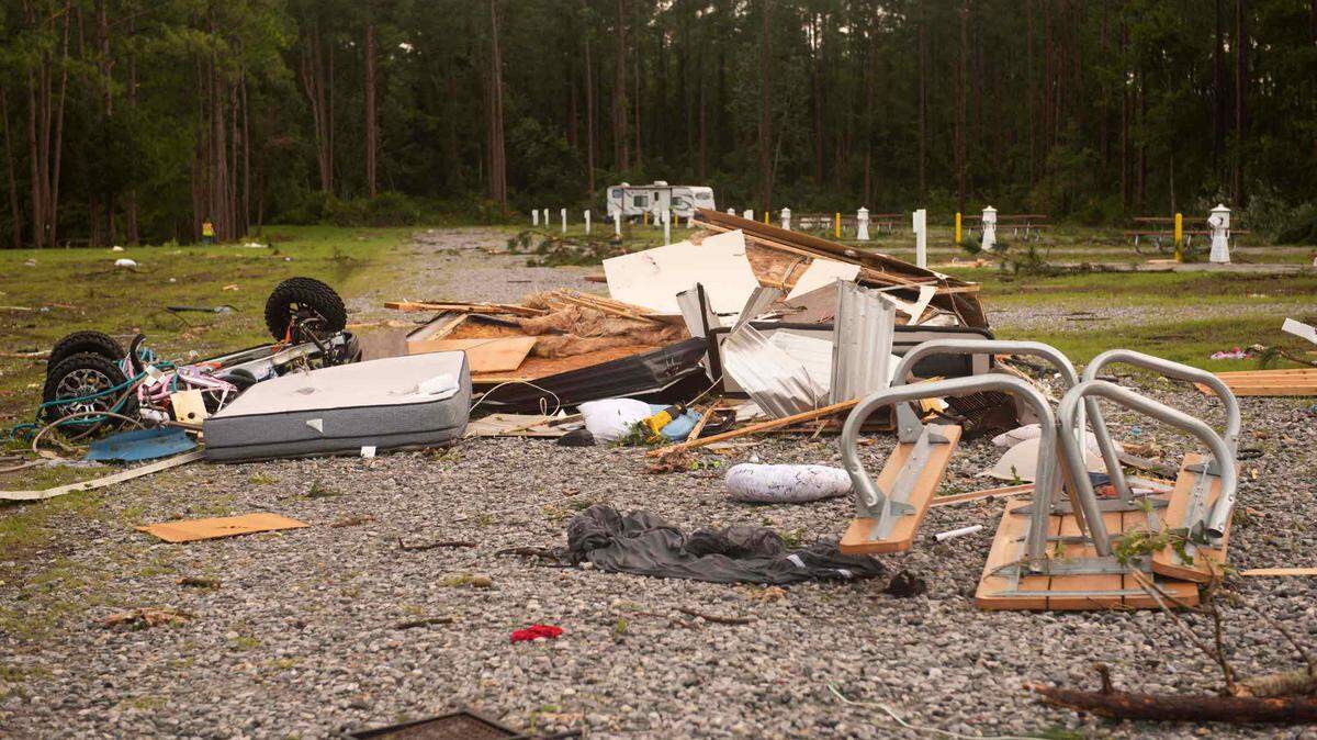A possible tornado hit an RV park on a Georgia military base, Navy officials said.