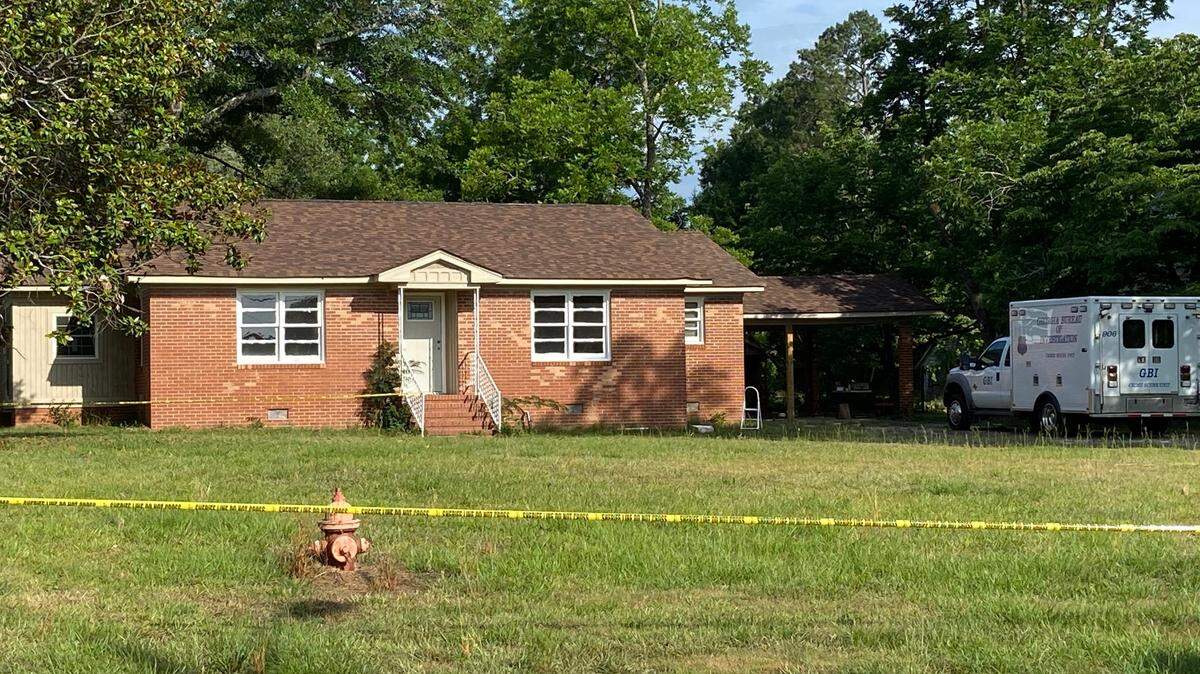 The scene at a house on Main Street in Devereaux in Hancock County.