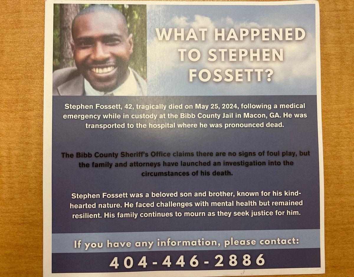 The family of Stephen Fossett plans to pass out these fliers in the community to share information about his death.