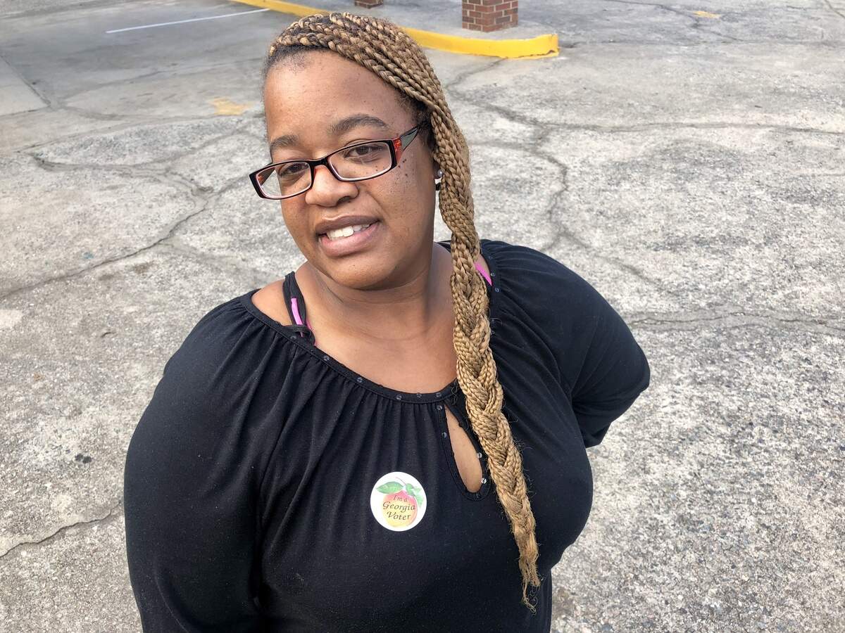 Macon voter Chanel Causey-Lowe after casting her ballot at Glorious Hope Missionary Baptist Church on Napier Avenue.
