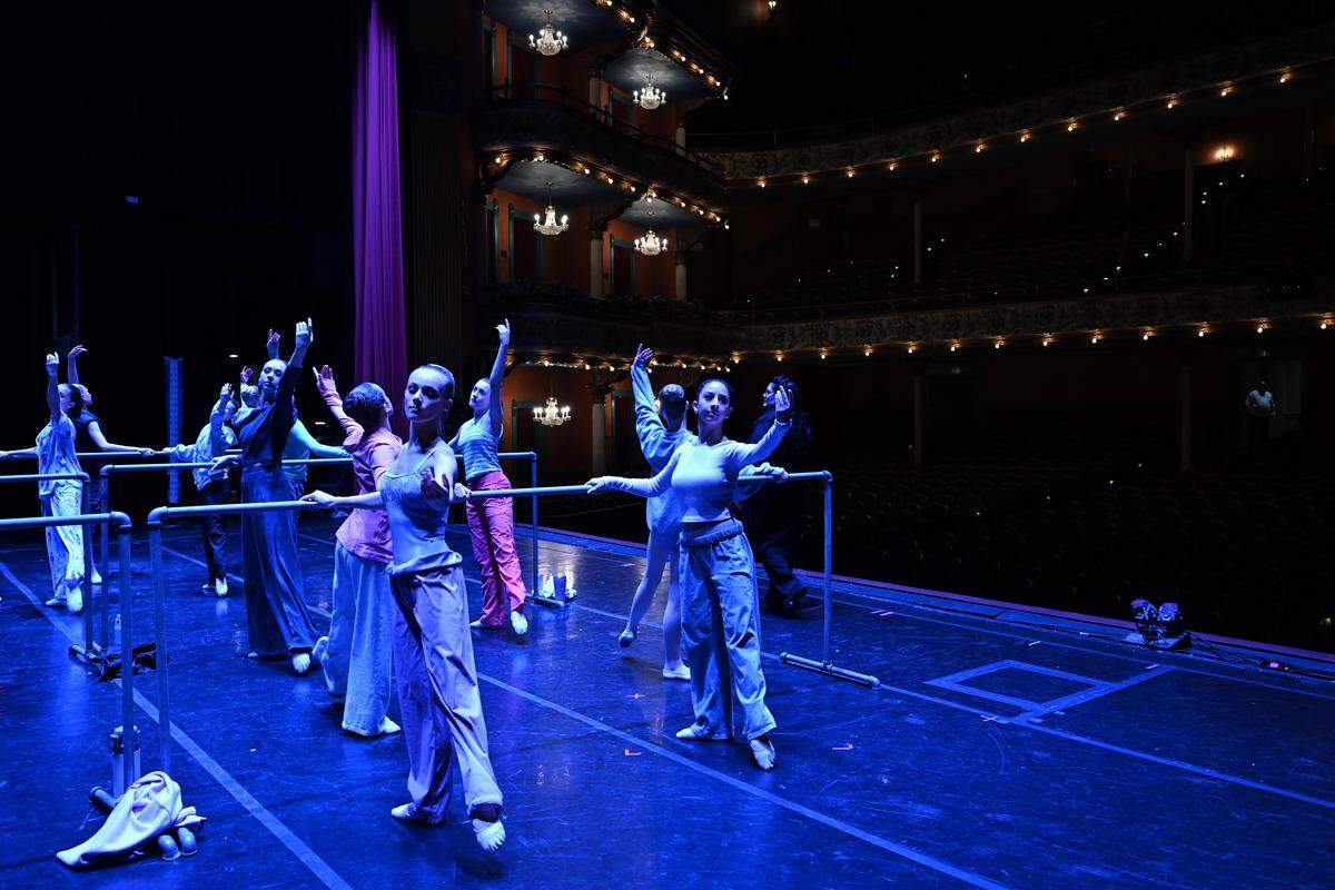 Dancers warm up on stage ahead of dress rehearsal for the Nutcracker of Middle Georgia’s production of “The Nutcracker” ballet on Tuesday, Dec. 9, 2025, at the Grand Opera House in Macon. 