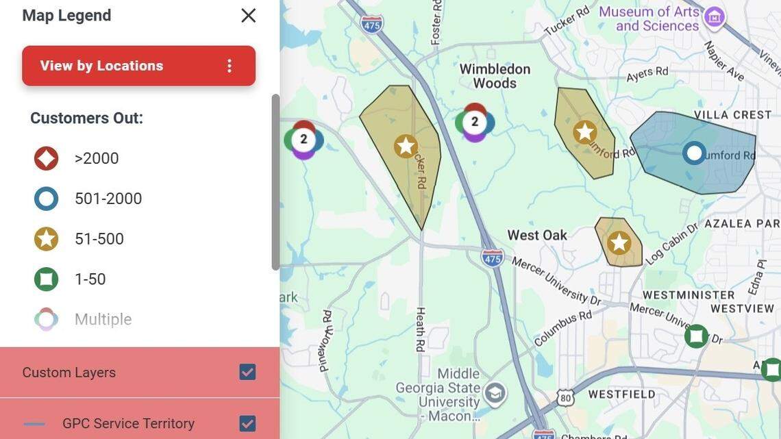 Thousands lose electricity after storm strikes Macon. See map of outages