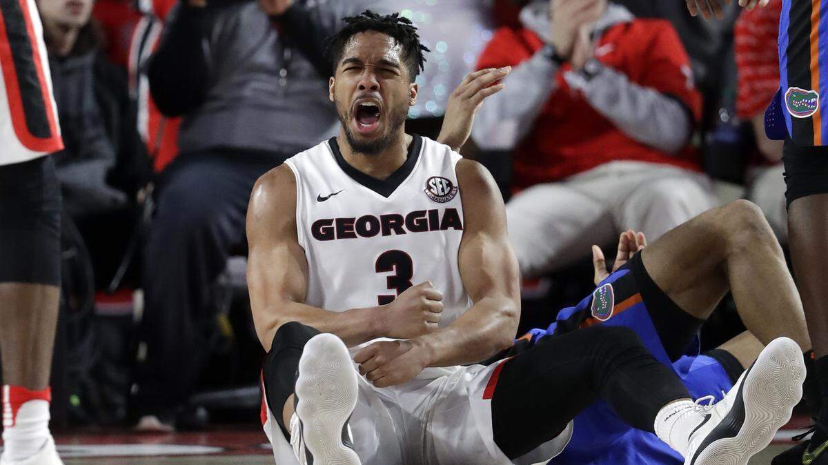 Georgia guard Juwan Parker celebrates during his team's win over Florida.