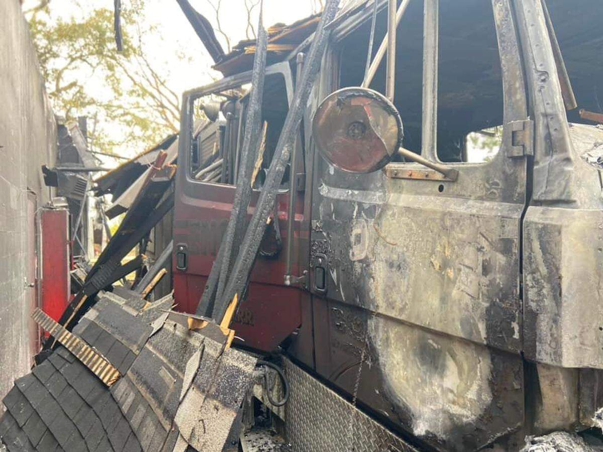 Monroe County Emergency Services Station 10 caught fire Saturday night. Local firefighters battled the blaze until early Sunday morning.