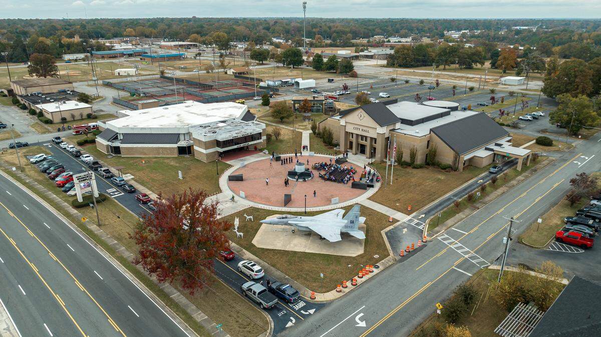 The city of Warner Robins, photographed here on Veterans Day, has approved using leftover city money to fund city upgrades.