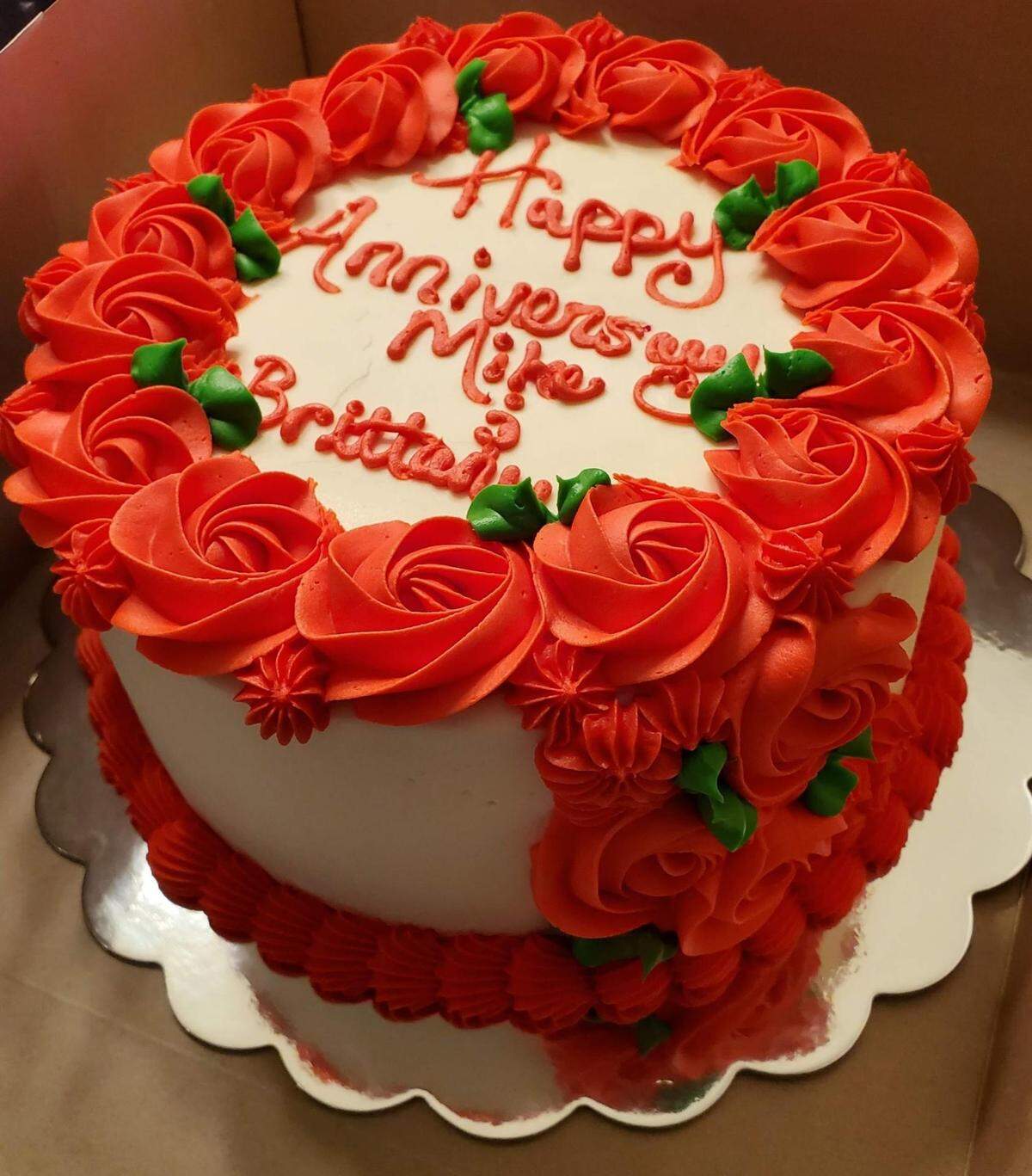 A made-from-scratch red velvet cake with cream cheese and butter cream flowers by Kanesha Taylor, a pastry chef and co-owner of De’Lani Delights at 2310 Ingleside Ave. in Macon.