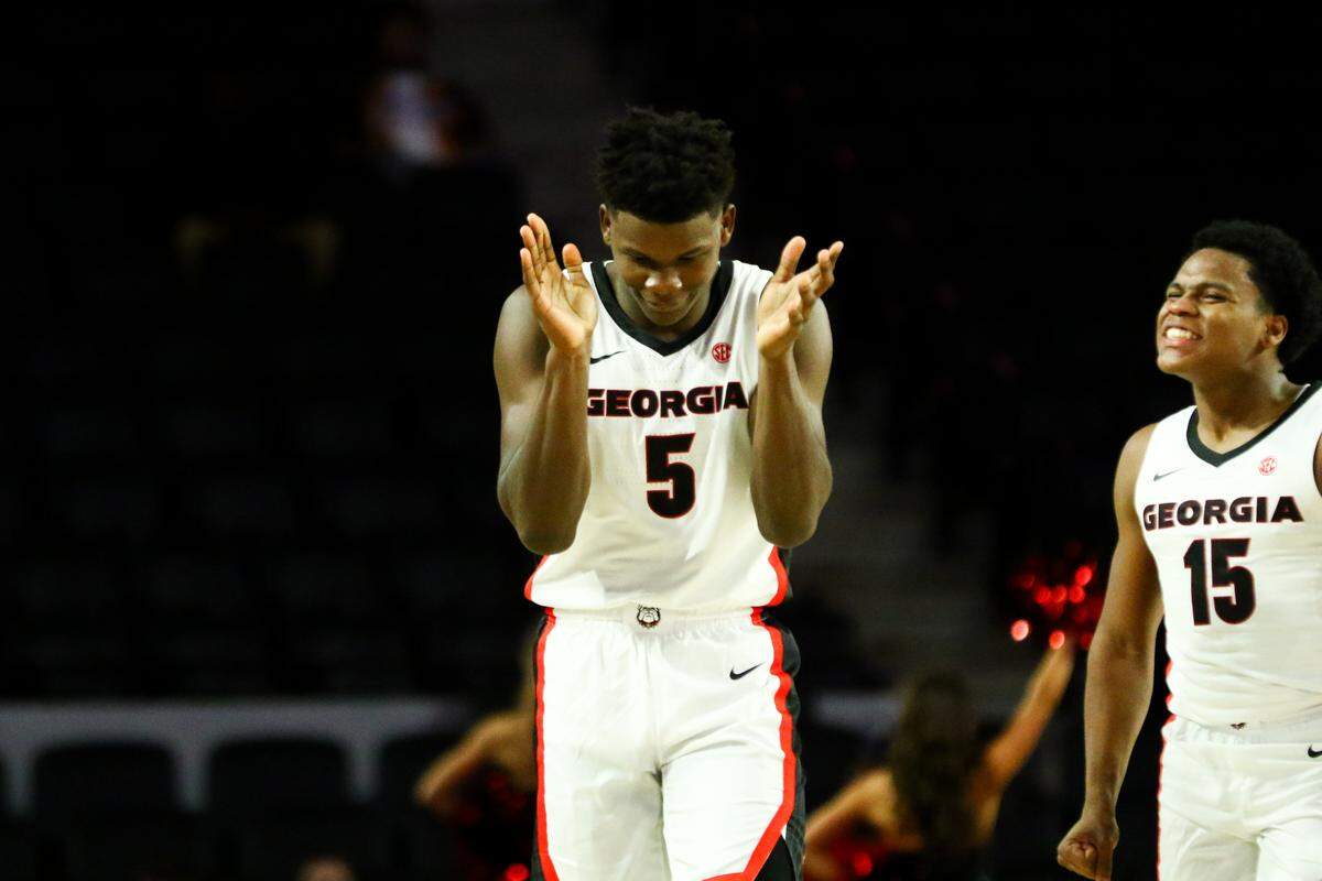 Georgia basketball player Anthony Edwards (5) during an exhibition game against Valdosta State in Stegeman Coliseum in Athens, Ga., on Friday, Oct. 18, 2019.