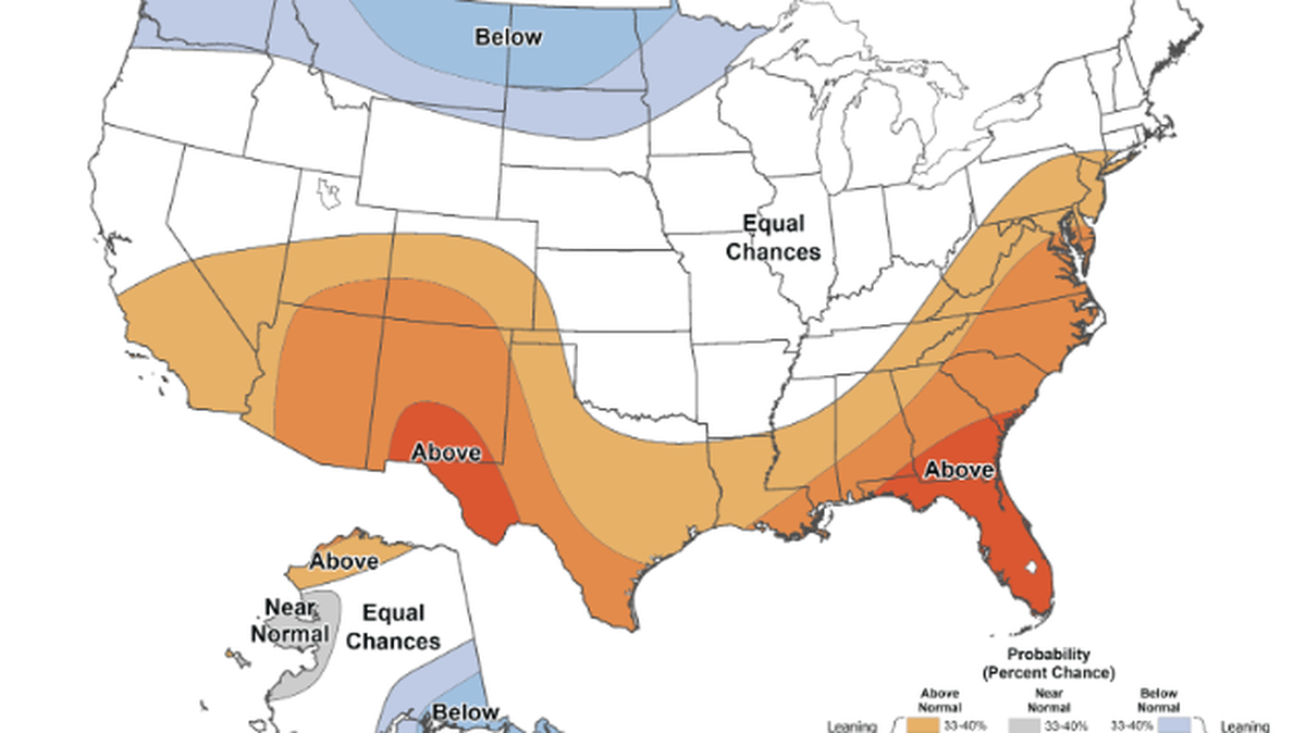 NWS temperature outlook for winter 2026.