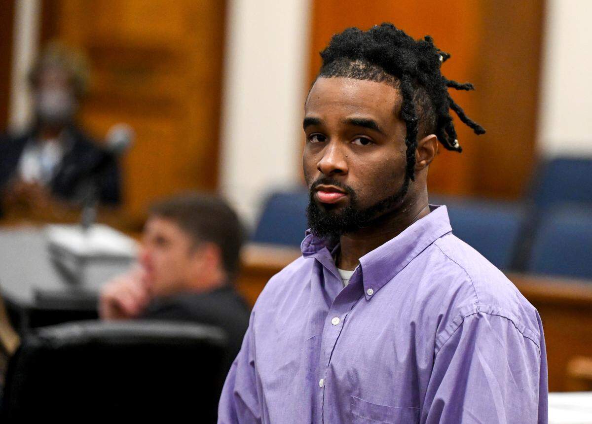 Sellers Cardell Bell Jr. in court on Thursday, July 28, 2022, at his murder trial in the May 2018 shooting death of Larry Antonio “Tony” Harden.