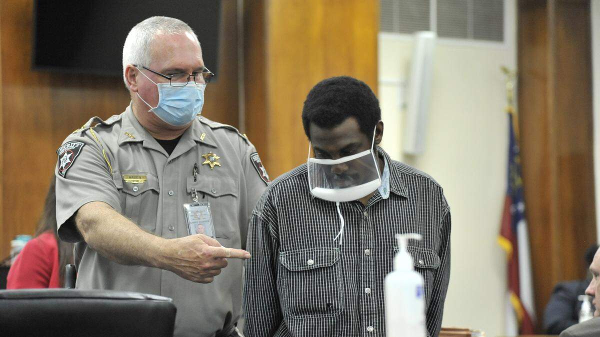 Javarius Vanderick Davis in the moments after a Bibb County jury found him guilty Wednesday in the March 2019 shooting death of Deshafore DeAndre Hicks on Villa Crest Avenue in southeast Macon.