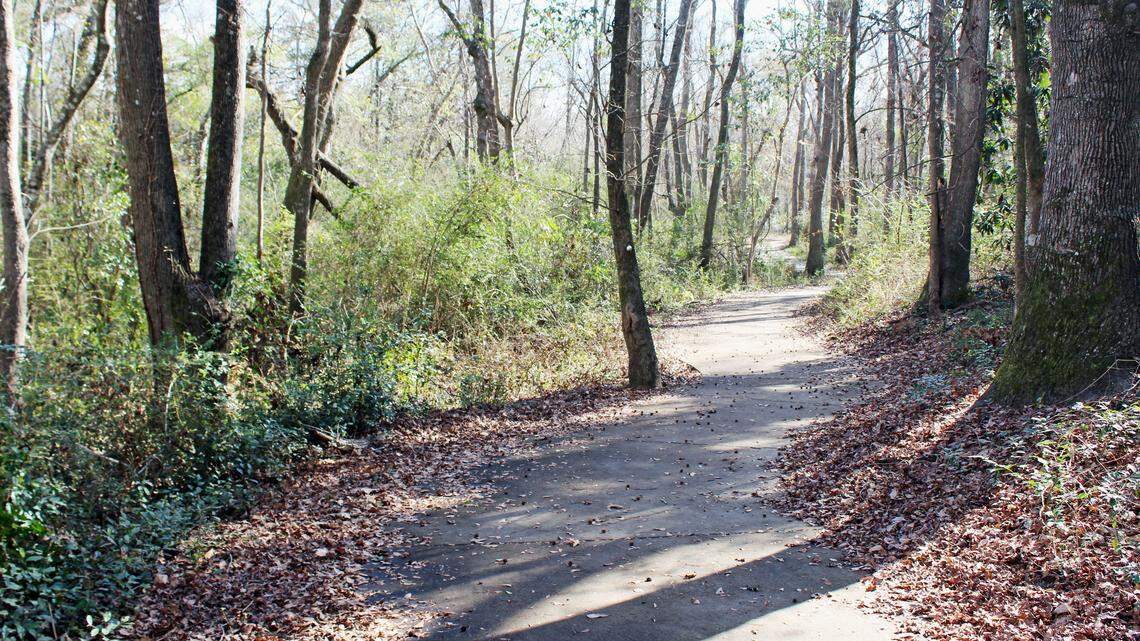 The city of Perry and Houston County are considering building a 7.5-mile nature trail along Big Indian Creek that would branch off from Weleetka Trail shown here.