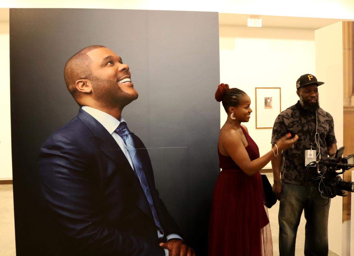 A portrait of Tyler Perry at the Tyler Perry exhibit in the Tubman Museum. The exhibit opened on Feb. 18th.
