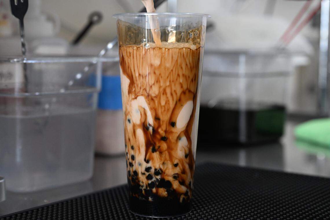 Tiger milk tea from Robins Poke & Ramen in Warner Robins.