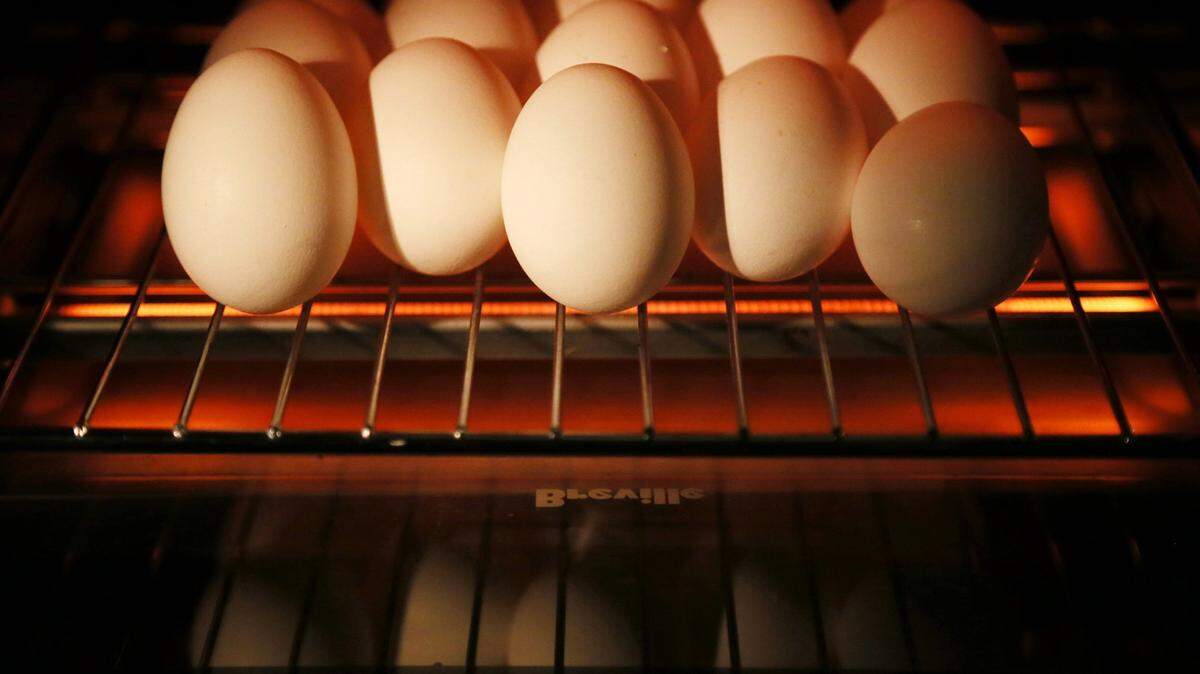 Toaster-Oven "Hard-Boiled" Eggs prepared in a toaster oven.