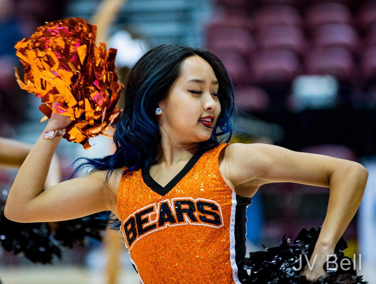 The Mercer dance team performs as the Bears face Samford Friday morning during the SOCON Ingles Championships at the Harrah’s Cherokee Center in Asheville, N.C.
