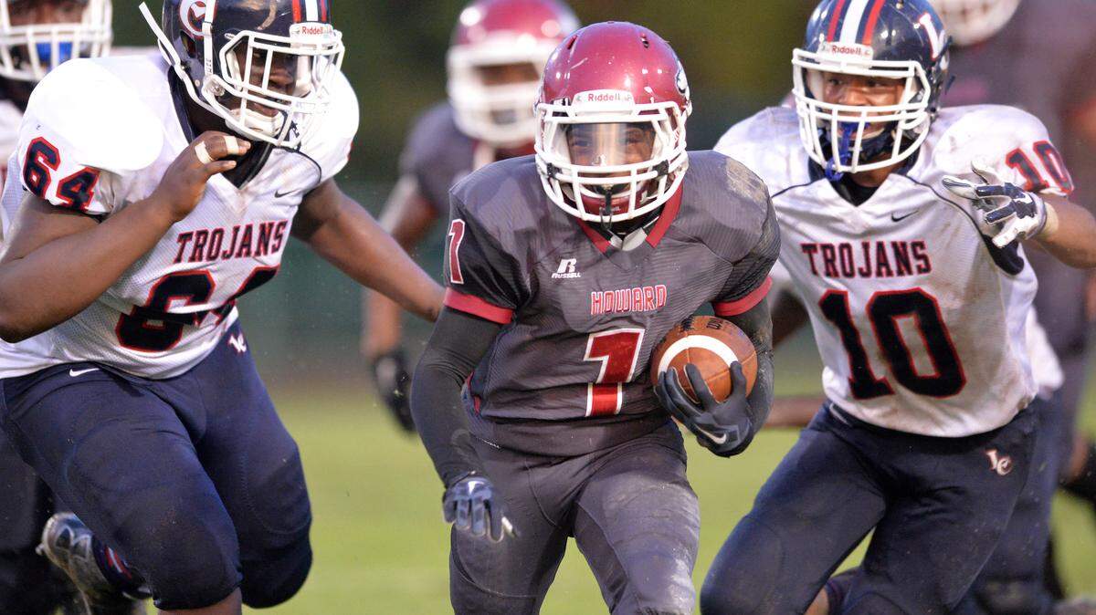 Jerin Means, center, and the Howard Huskies are 4-0 entering their game Friday night against West Laurens.