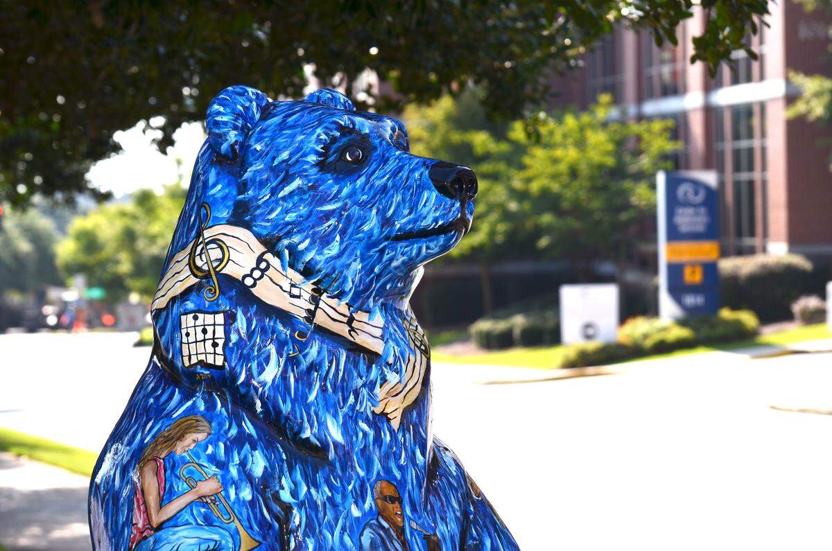 “Music Bear” stood guard off Forsyth Street near Daisy Park until someone ripped the public art from its pedestal in mid-October.
