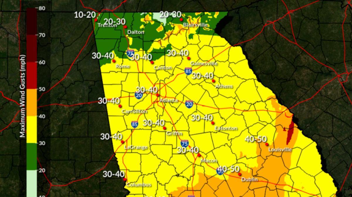 The National Weather Service (NWS) in Peachtree City, Georgia has already issued a wind advisory for the state, effective from Thursday until late Friday evening.