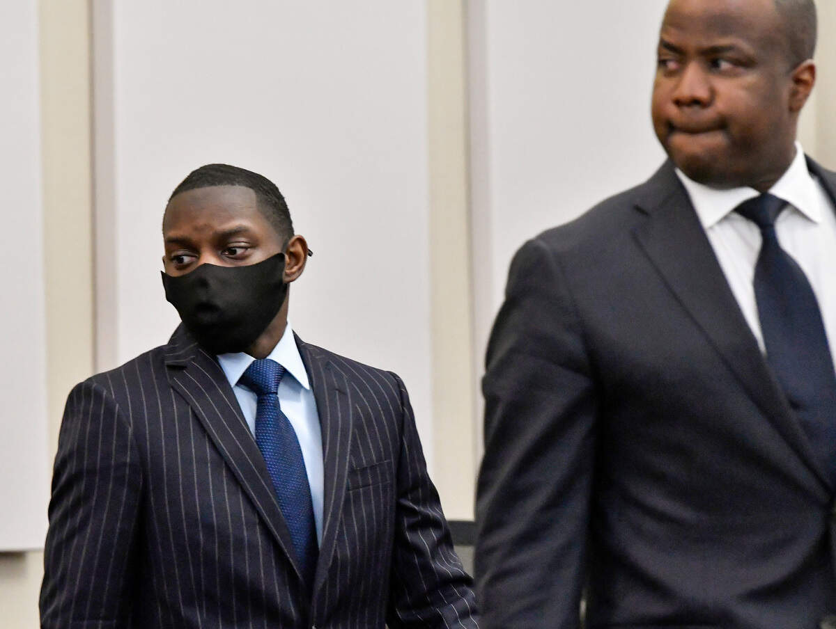 Demarcus Little in court last week at his murder trial in Peach County Superior Court.