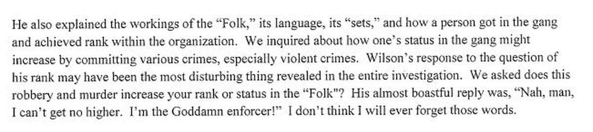 An excerpt from a letter Putnam County Sheriff Howard Sills sent to the State Board of Pardons and Paroles in hopes that clemency would be denied for Marion “Murdoc” Wilson, convicted and sentenced to die in the March 1996 shotgun slaying of state corrections officer Donovan Cory Parks.