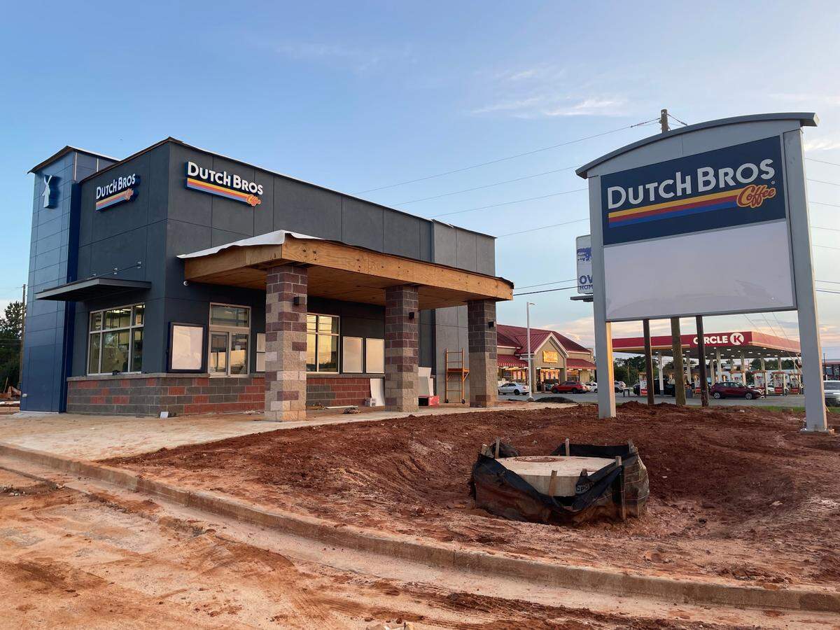The new Dutch Bros Coffee under construction at 2695 Watson Blvd. is on schedule to open this summer.