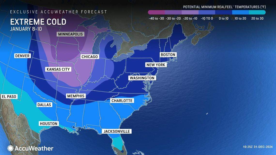 AccuWeather experts are predicting extremely cold temperatures next week (Jan. 8-10, 2025).