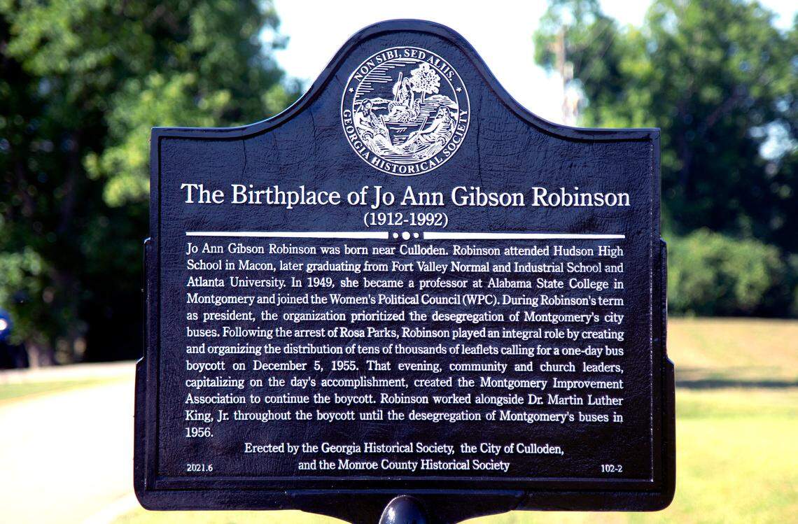 Jo Ann Gibson Robinson was honored in Culloden on Wednesday with a historical marker near 3 Old Highway 341 detailing Robinson’s role in the Civil Rights Movement.