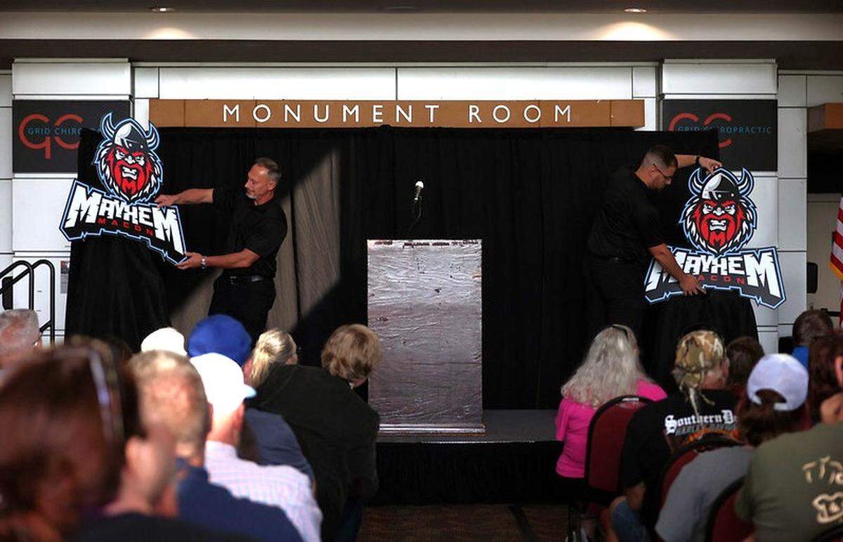 The new Macon Mayhem logo was unveiled at a recent press conference. The team also has a new head coach, team president, and CEO.