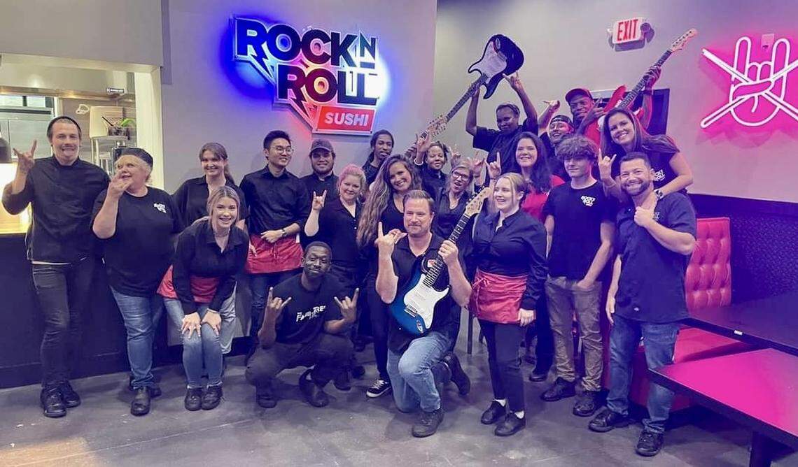 Owners and staff of the new Rock N Roll Sushi, Macon’s first, at 5791 Zebulon Road, Suite D. The restaurant is under a soft opening and serving dinner only from 5 p.m. to 9 p.m. daily.