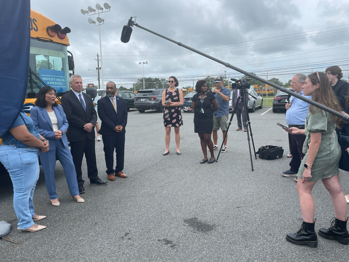 Lucinda Warnke interviews acting U.S. Secretary of Labor Julie Su in Fort Valley, Georgia.