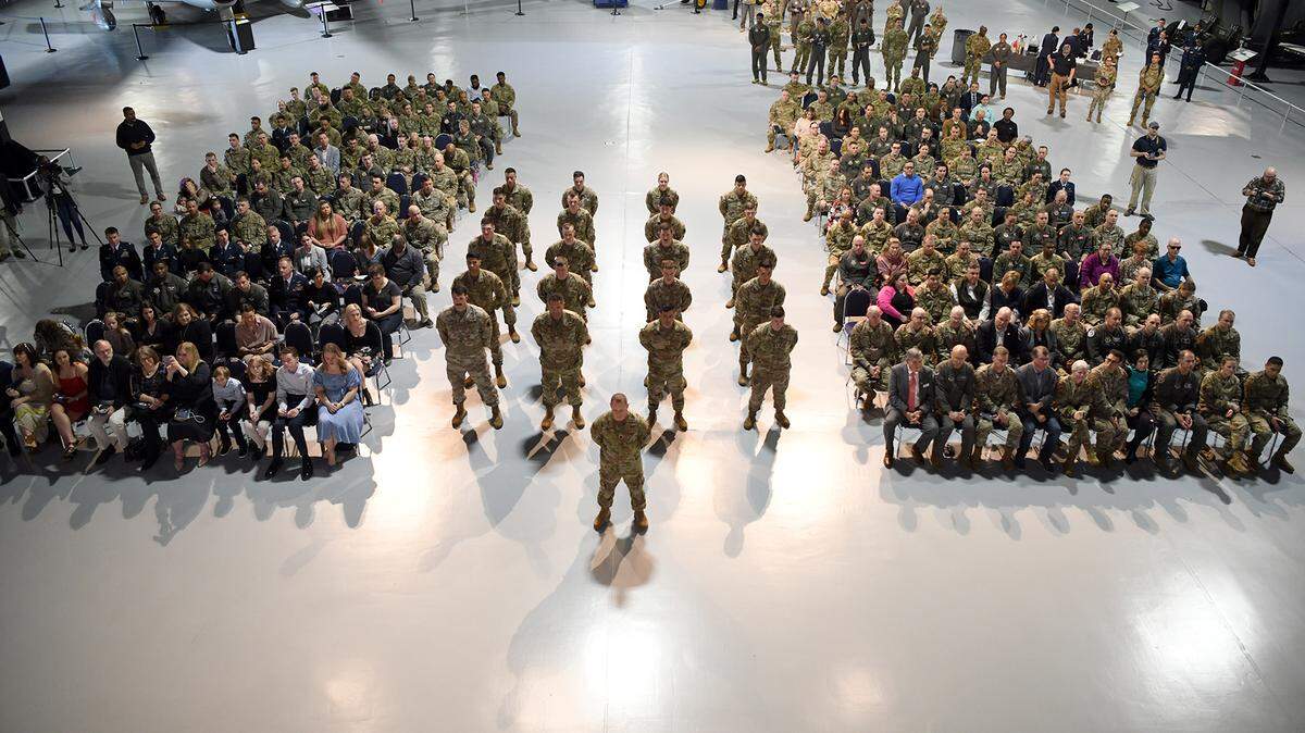 ROBINS AIR FORCE BASE, Ga. – The 728th Battle Management Control Squadron holds an activation and assumption of command ceremony at the Museum of Aviation Feb. 13, 2023, at Robins Air Force Base, Georgia. The 728th BMCS is comprised of Airmen who were formerly with the 461st and 116th Air Control Wings and worked on the E-8C Joint Surveillance Target Attack Radar System aircraft undergoing divestment. (U.S. Air Force photo by Tommie Horton)