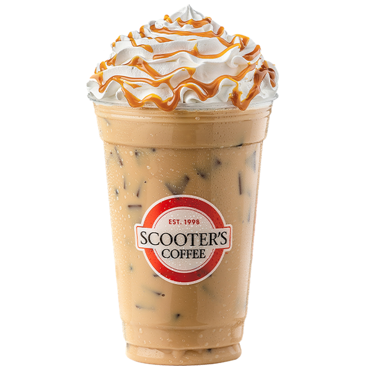 Scooter’s Coffee’s signature drink, the “caramelicious,” is made with caramel sauce and espresso and topped with whipped cream and a caramel drizzle. The drink is served hot, iced or blended.