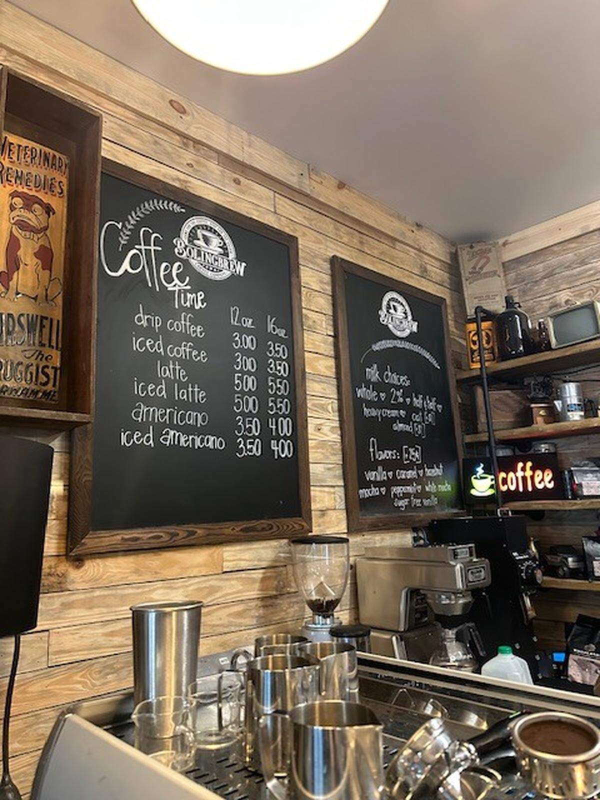Coffee menu at Bolingbrew in Macon, GA.