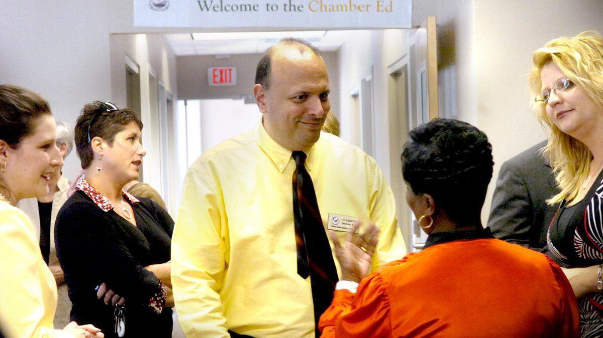 Ed Rodriguez meets chamber members after he became the new director in 2007.  He was serving as director of Coastal Alabama Business Chamber when he  died Sunday after slipping into a diabetic coma.