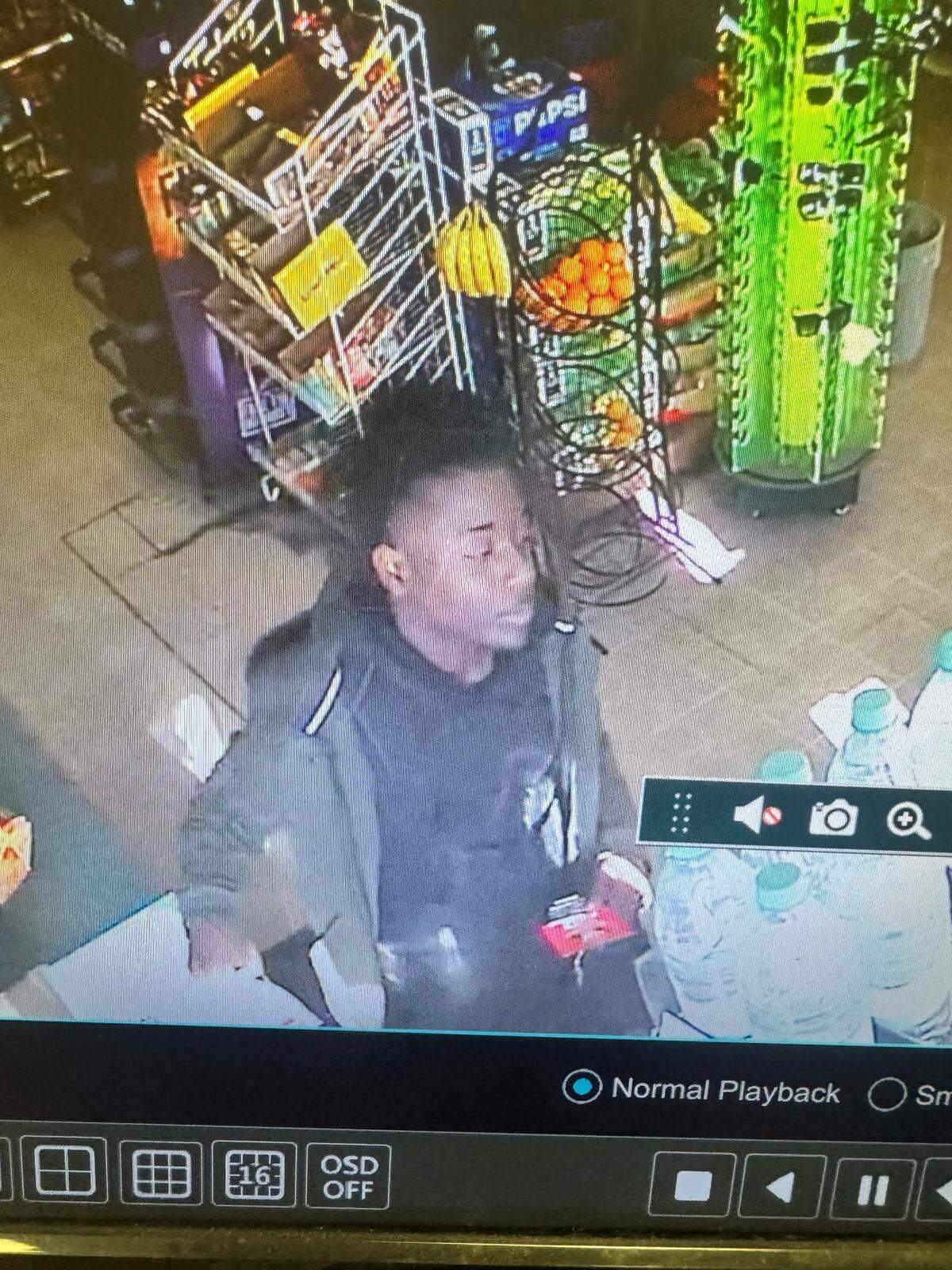 A person of interest allegedly connected to the fatal shooting of De’Kerrio Cobb, 18, is seen on surveillance footage on Wednesday, Dec. 17, 2025, at Citgo gas station on the 1900 block of Shurling Drive in Macon, Ga., according to the Bibb County Sheriff’s Office.