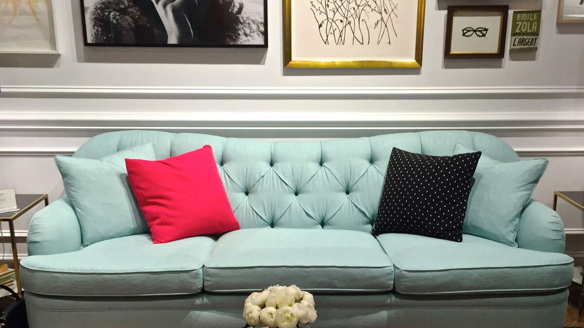 Drake tufted sofa by Kate Spade Home.
