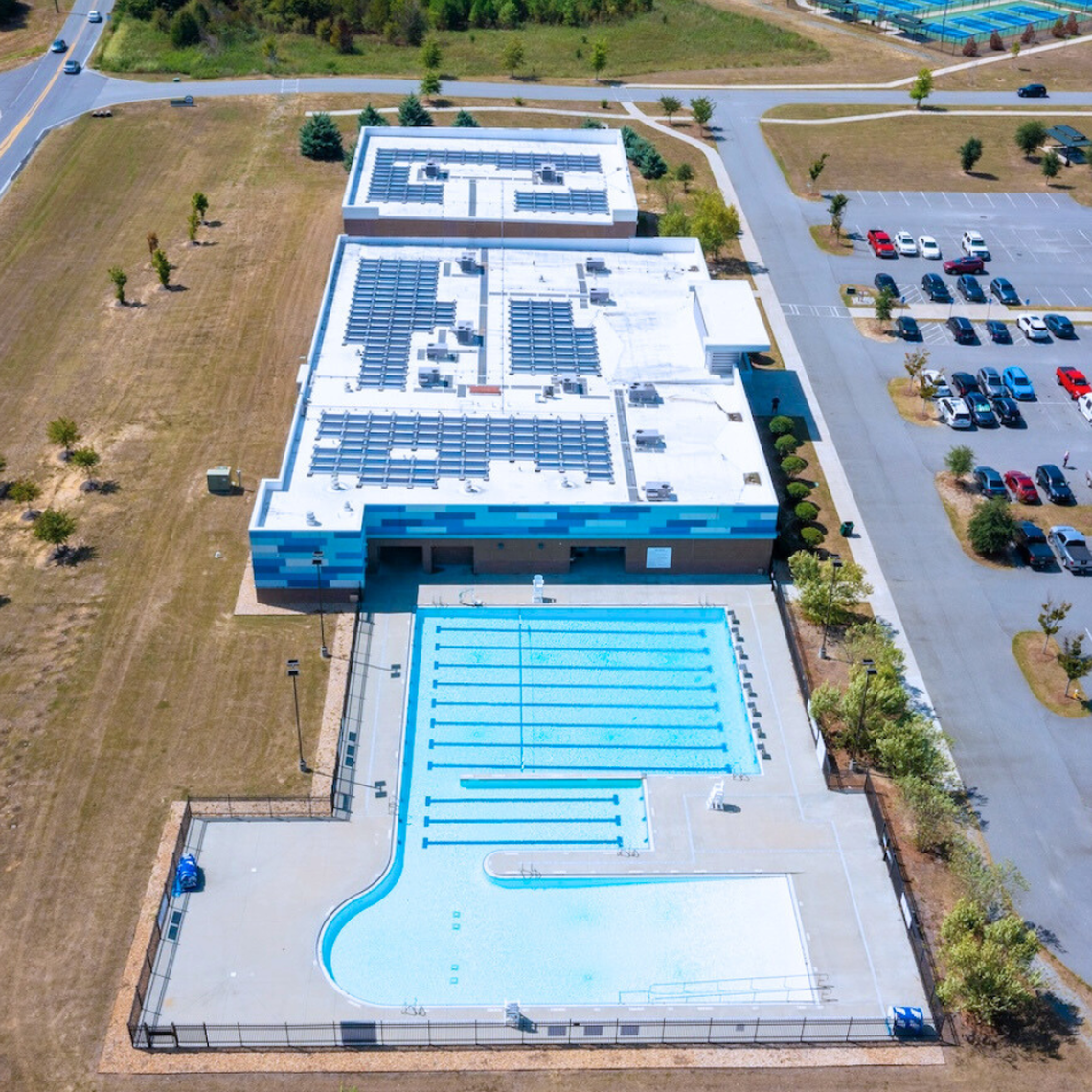 These solar panels were installed on the rooftop of South Bibb Recreation Center.
