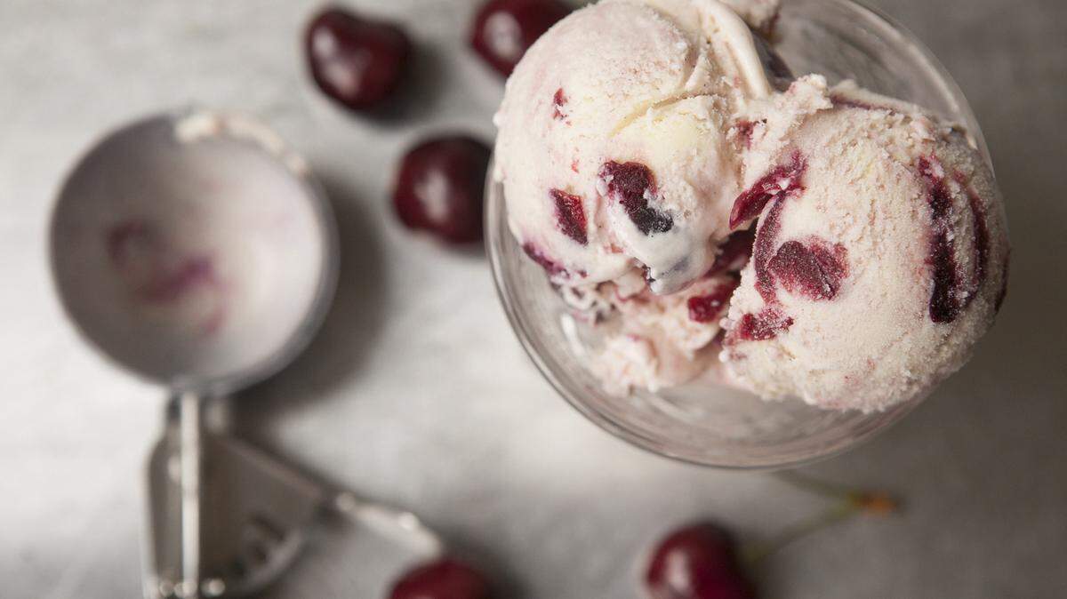Renee Brock/Atlanta Journal-ConstitutionIn this Cherry-Bourbon Ice Cream, cherries and smoky sweat bourbon are stirred into rich vanilla custard. You may also try rum or brandy, stir in chocolate shavings or top the finished ice cream with chocolate sauce.