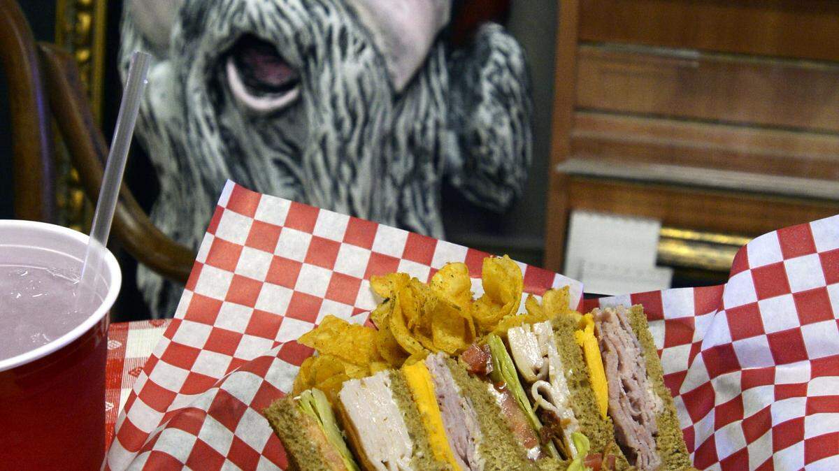 BEAU CABELL/THE TELEGRAPHTreasures by the Tracks in Gray serves up a variety of sandwiches that come with chips and a pickle.