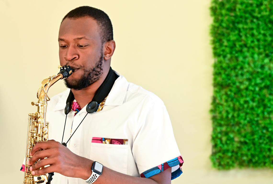 Dubshak Band saxophonist Jimmy Rollins rehearses with the band on Oct. 18 in Warner Robins.