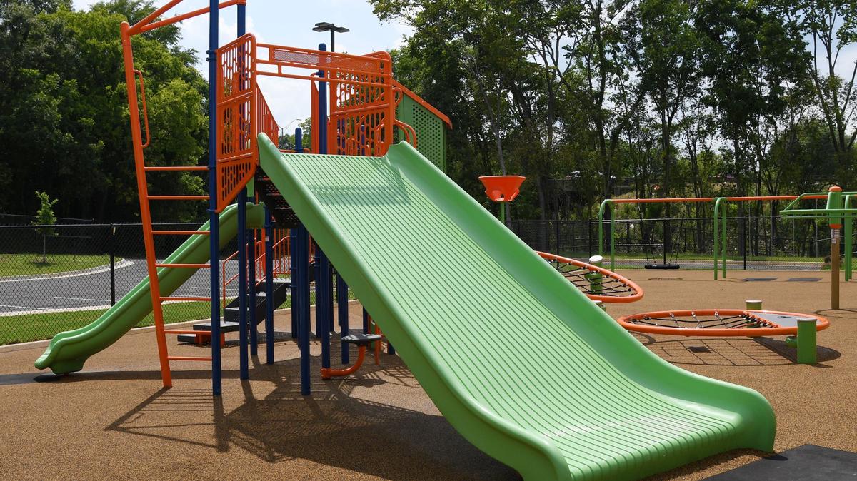 The playground outside of Roberts Academy at Mercer University sits behind the school on Monday, June 17, 2024, in Macon, Georgia. The transitional school serves second through fifth graders with dyslexia with a specifically designed curriculum and additional resources to help them succeed in a traditional school setting and will start school this August.