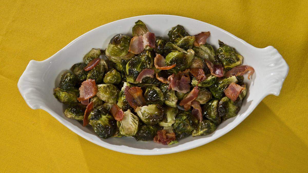 Roasted Brussels Sprouts with Bacon is a healthy side dish.