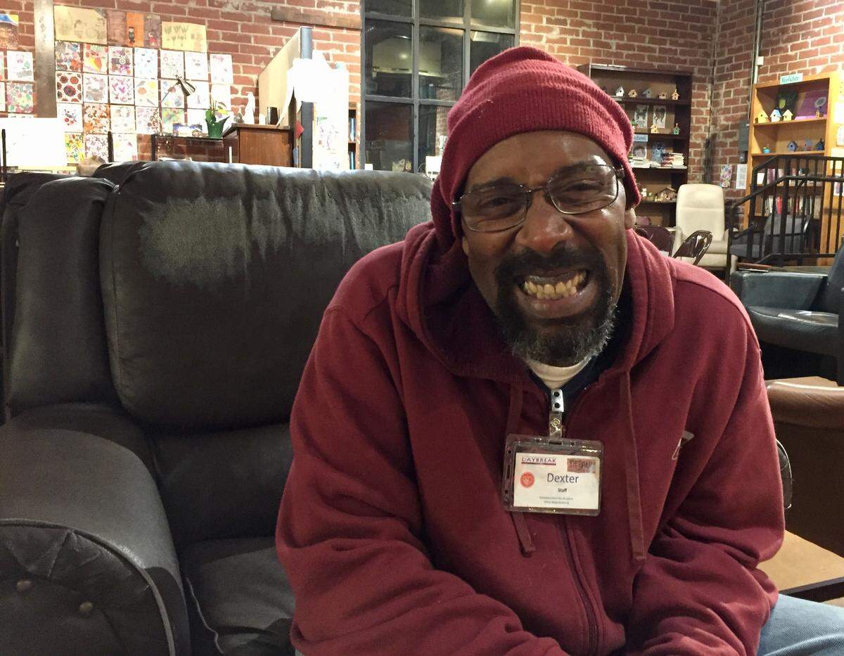 Dexter Hill, maintenance manager at Daybreak, says helping others is his calling. “I think this is my destiny,” he said, at the Greater Macon Sleepout Feb. 28.