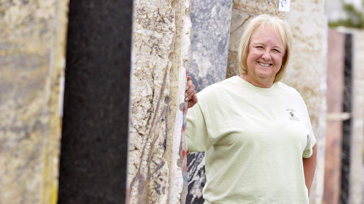 Mary Coon is co-owner of Raccoon Stone & Tile Works in Byron.